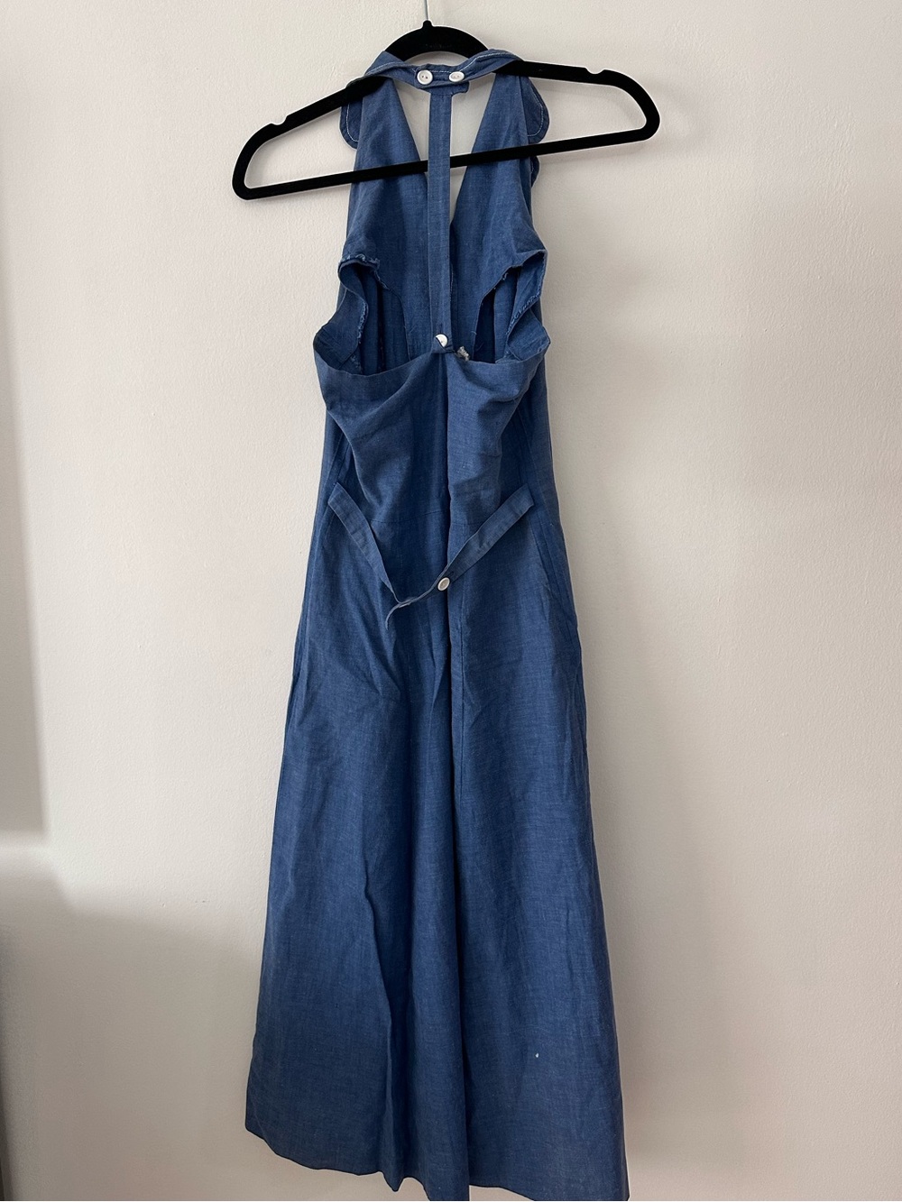 Vintage 1950s Gay Gibson Avondale Denim Maxi Dress Sleeveless Button Front - Picture 3 of 8